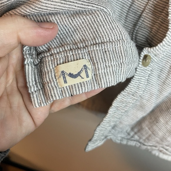 Marine Layer Shirt Mens Large Button Up Long Sleeve Black Stripe - Picture 4 of 6